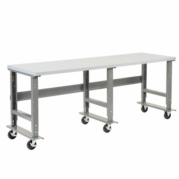 Global Industrial Extra Long Mobile Workbench, 96x30in, Adjustable Height, Laminate Square Edge 601429A